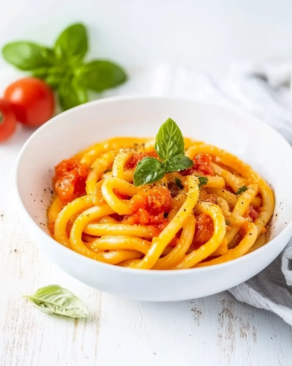 Easy Bucatini Pomodoro recipe photo