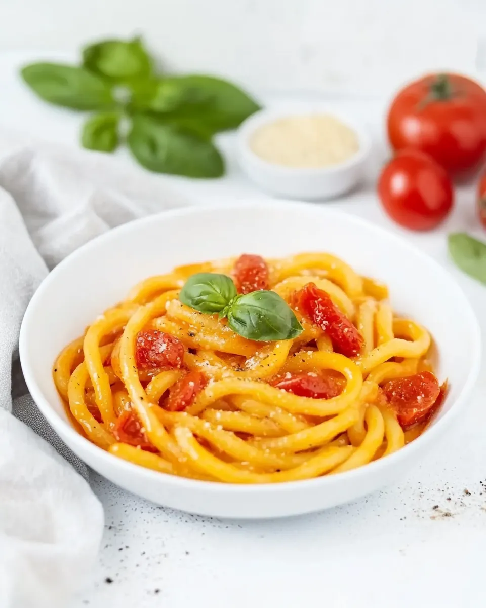 Delicious Bucatini Pomodoro dish photo