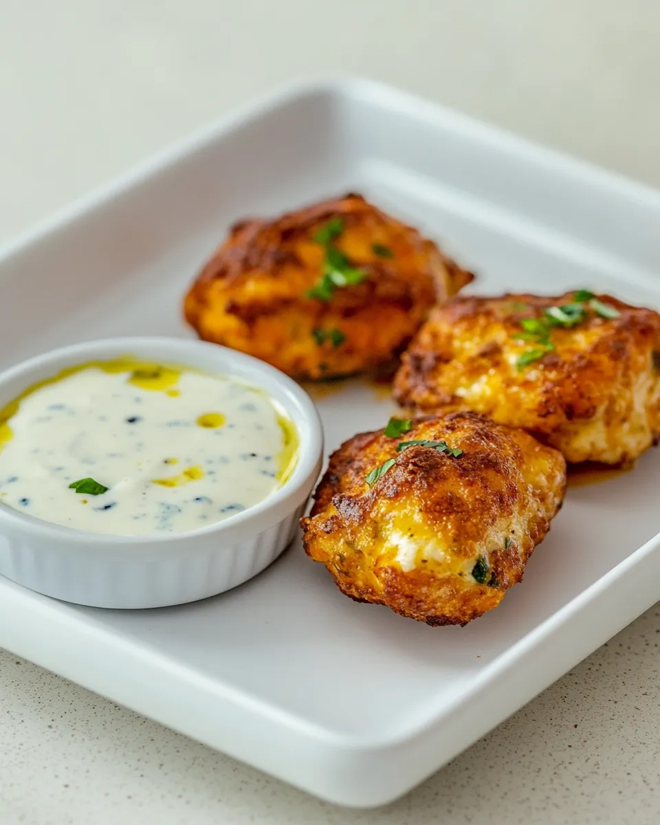 Easy Buffalo Chicken Pizza Bites with Blue Cheese Dip recipe photo