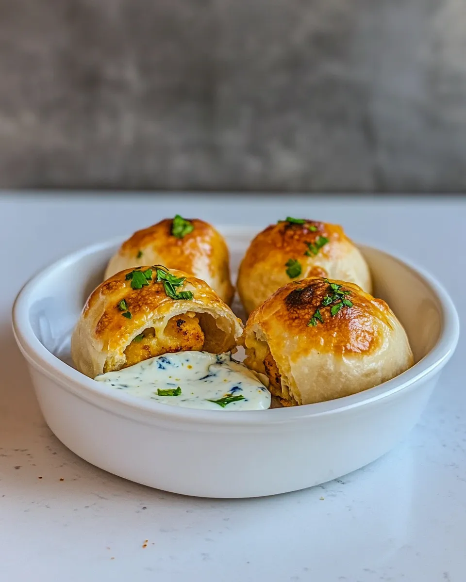 Delicious Buffalo Chicken Pizza Bites with Blue Cheese Dip shot