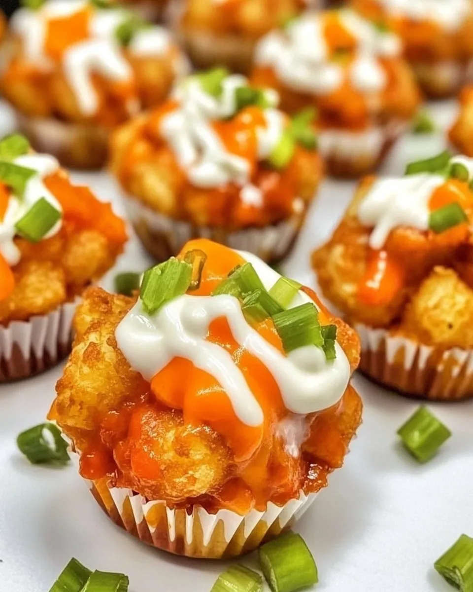 Classic Buffalo Chicken Tater Tot Cups image