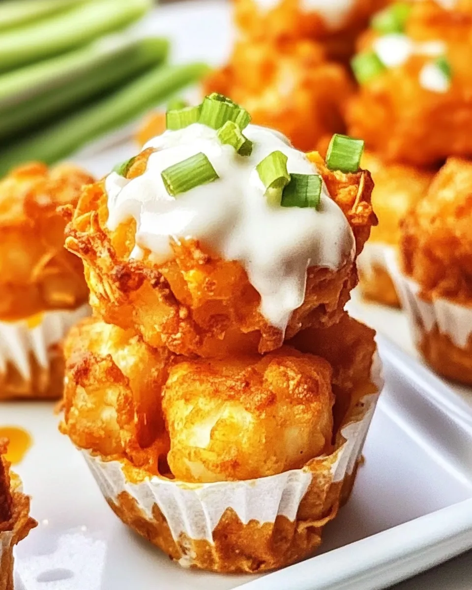 Delicious Buffalo Chicken Tater Tot Cups shot