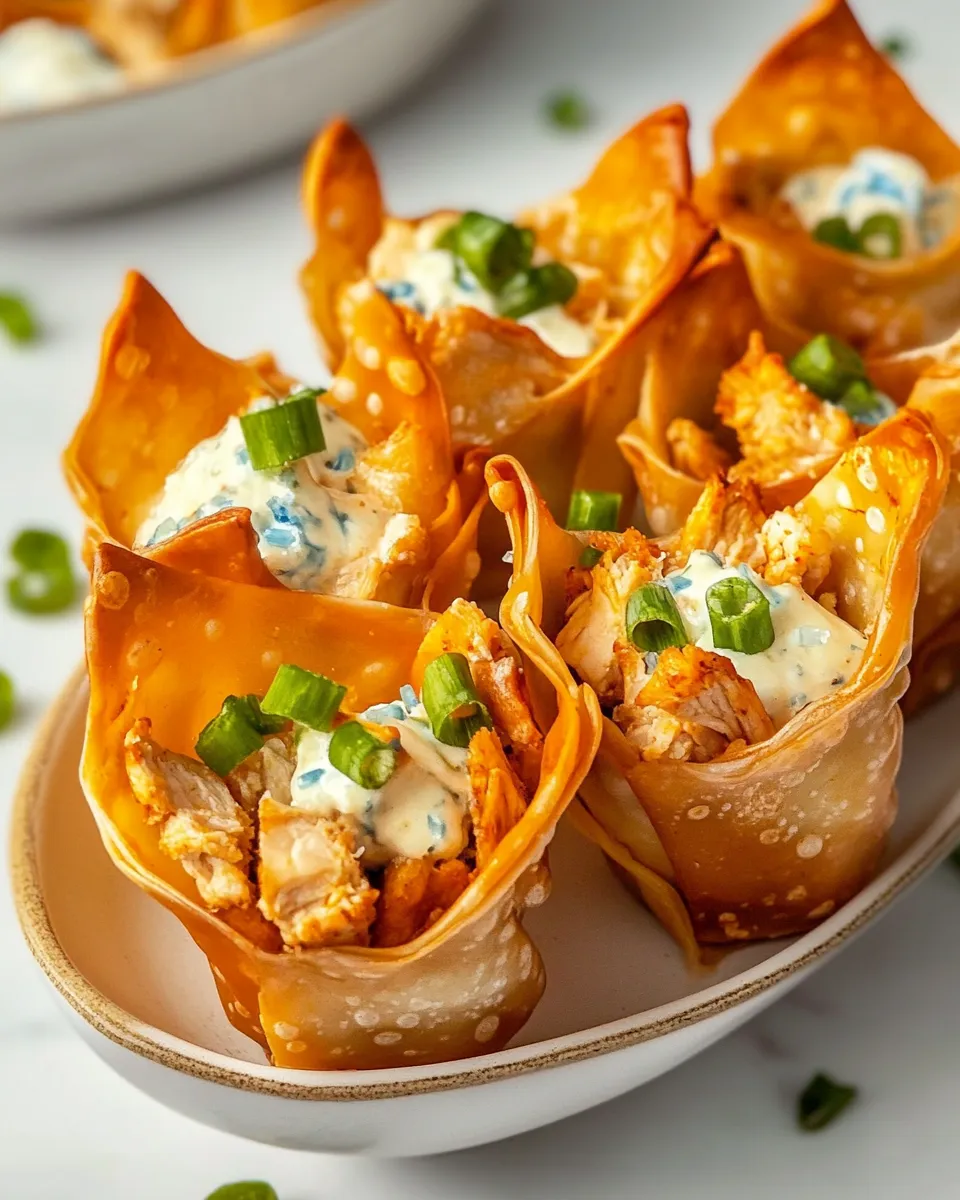 Easy Buffalo Chicken Wonton Cups dish photo