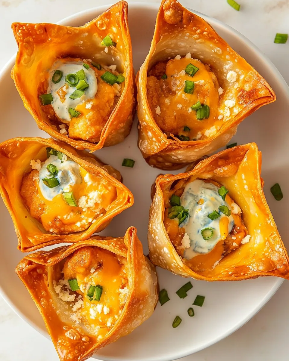 Delicious Buffalo Chicken Wonton Cups food shot