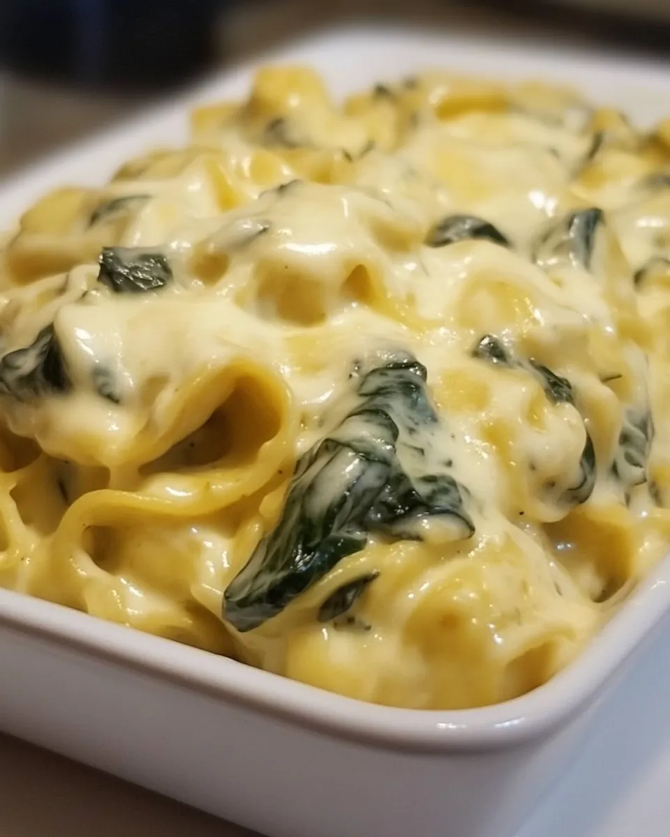 Delicious CREAMY SPINACH TORTELLINI shot