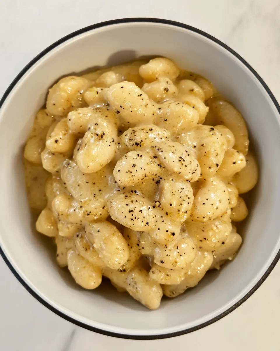 Delicious Cacio e Pepe Butter Beans food shot