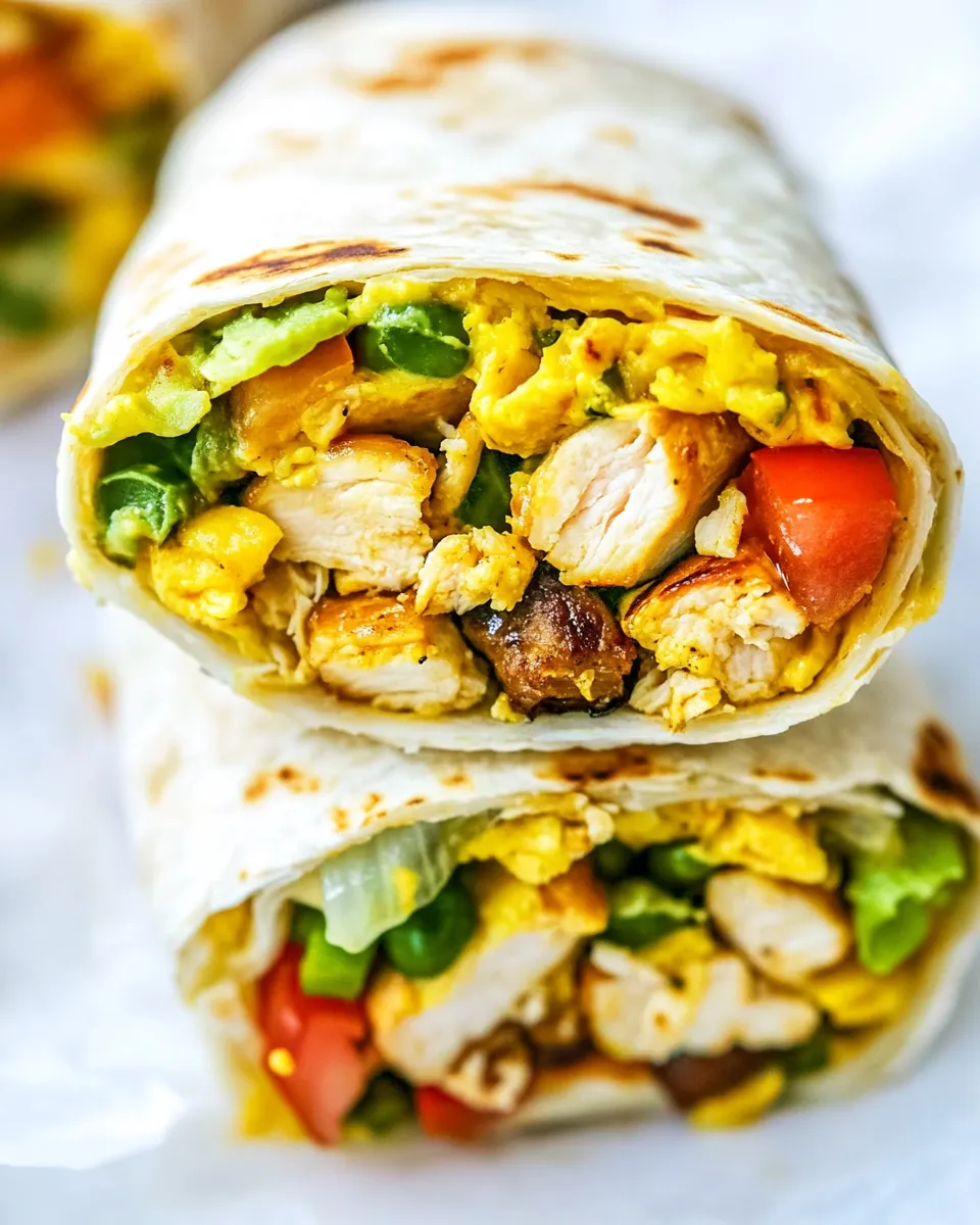 Easy California Chicken Breakfast Burrito food shot