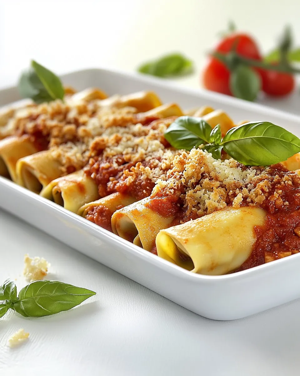 Homemade Cannelloni with Basil Tomato Sauce photo