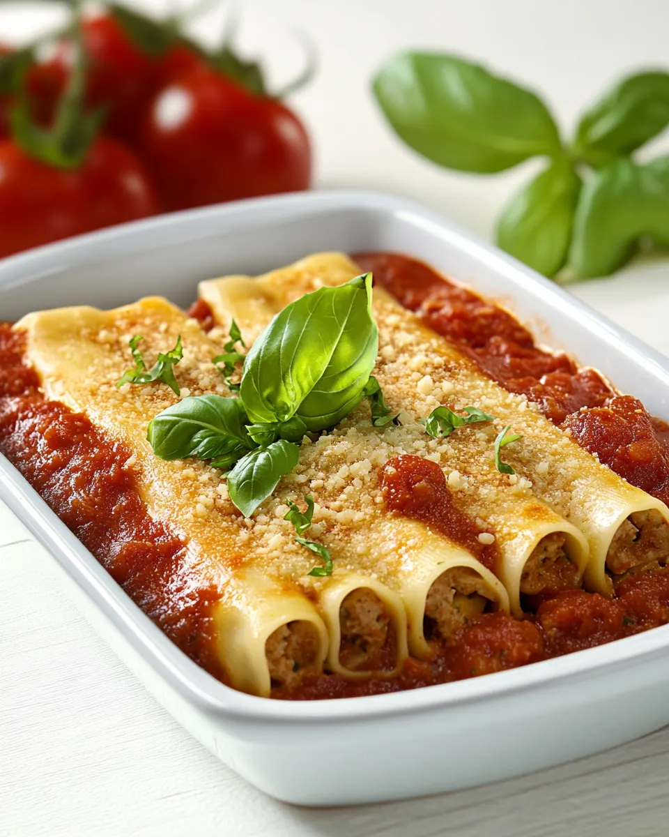 Easy Cannelloni with Basil Tomato Sauce shot