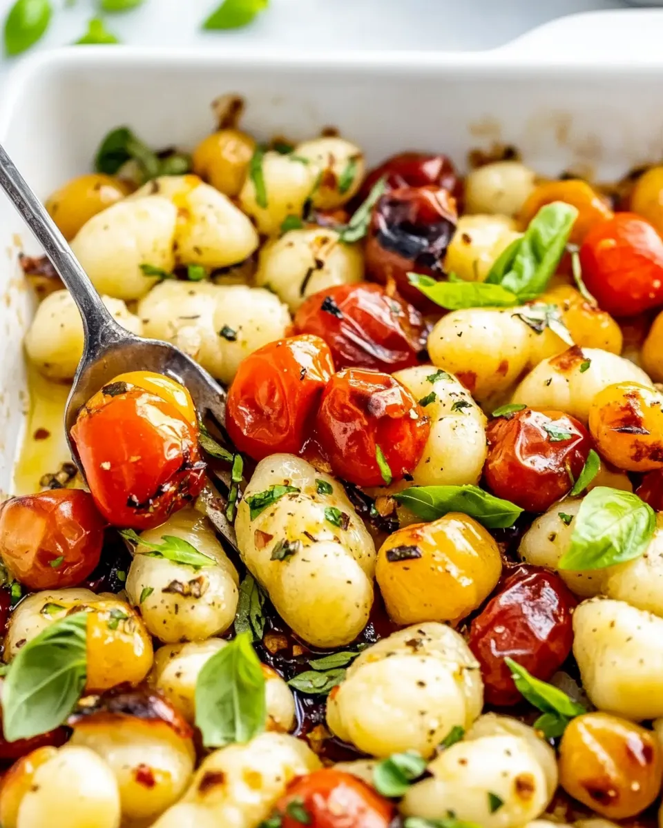 Quick Caprese Gnocchi Sheet Pan shot