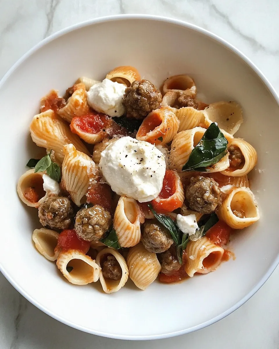 Perfect Caprese Shells with Mini Meatballs. photo