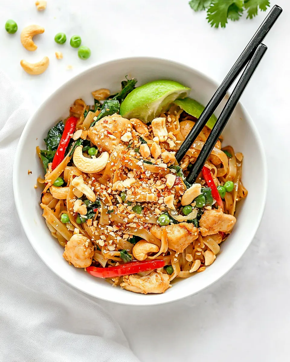 Delicious Cashew Chicken Pad Thai shot