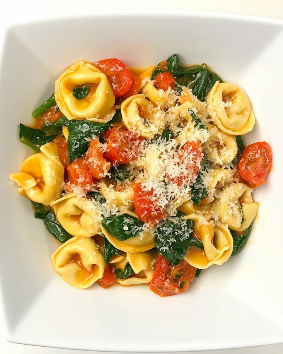 Classic Cheese Tortellini with Spinach and Slow Roasted Tomatoes image