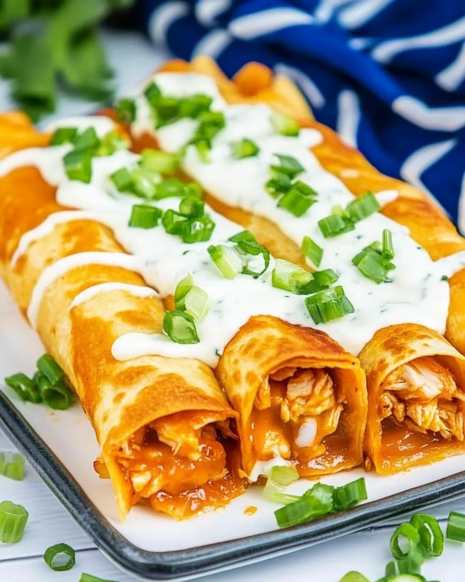 Delicious Cheesy Buffalo Chicken Taquitos food shot