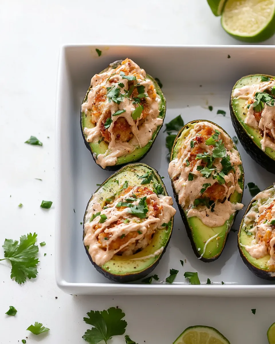 Perfect Cheesy Chicken Baked Avocados. shot
