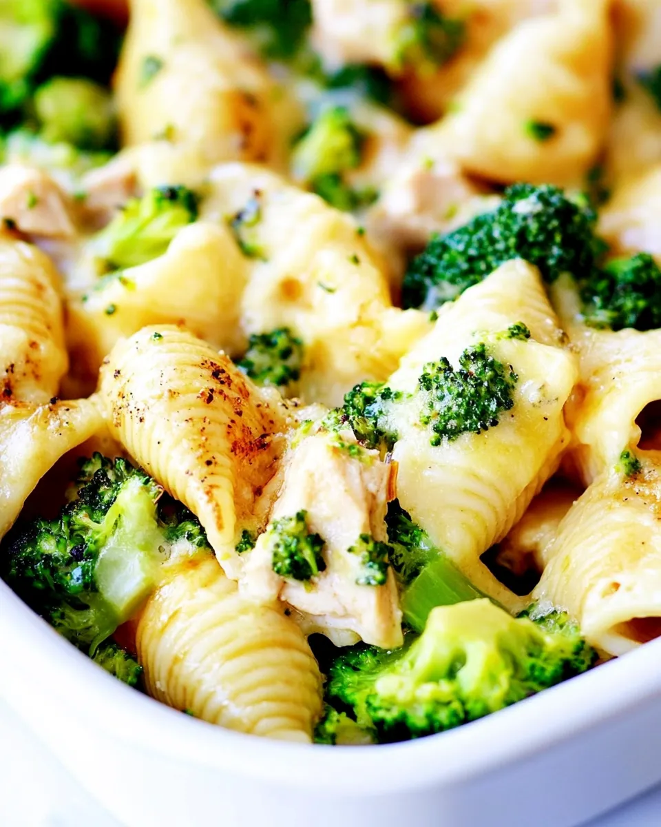 Delicious Cheesy Chicken Broccoli Shells shot