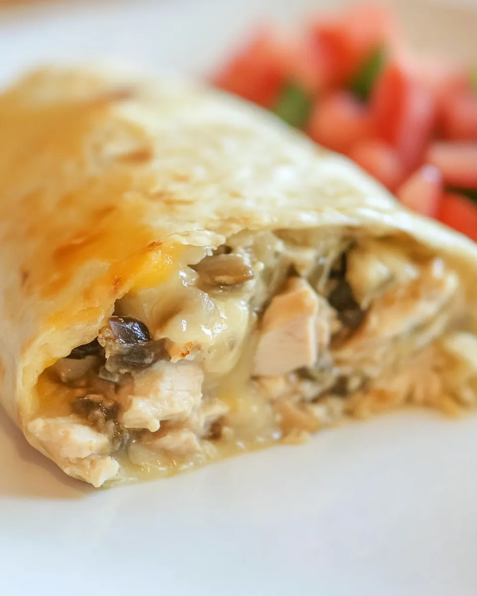 Delicious Cheesy Chicken Burritos Recipe food shot