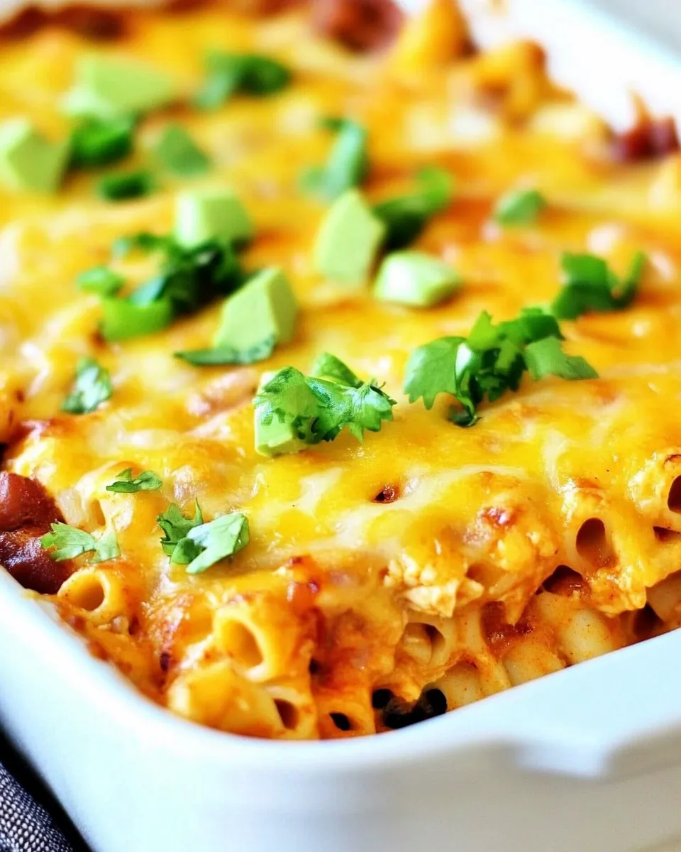 Delicious Cheesy Chicken Enchilada Pasta Bake shot