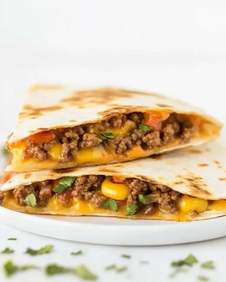 Homemade Cheesy Ground Beef Quesadillas recipe photo