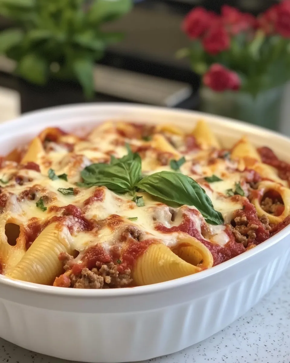 Homemade Cheesy Italian Stuffed Shells with Ground Beef Filling photo