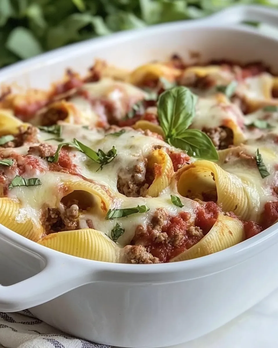 Delicious Cheesy Italian Stuffed Shells with Ground Beef Filling shot