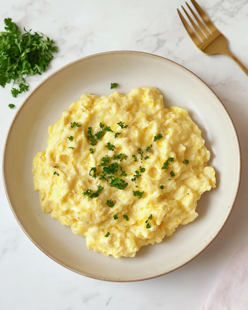 Easy Cheesy Scrambled Eggs food shot
