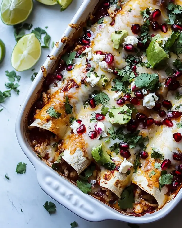Homemade Cheesy Sweet and Sour Pomegranate Thai Chicken Enchiladas. recipe photo