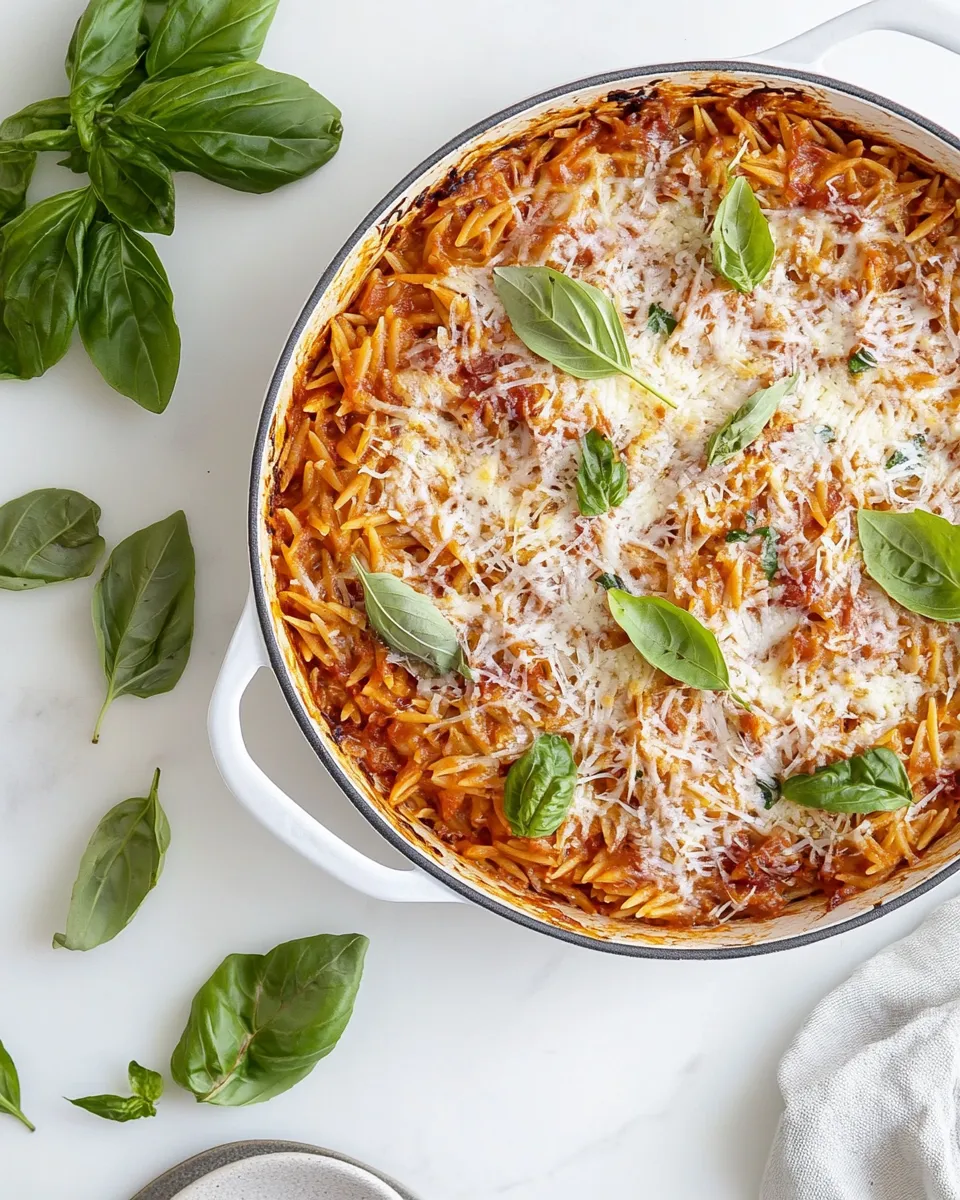 Ultimate Cheesy Tomato Basil Baked Orzo. image