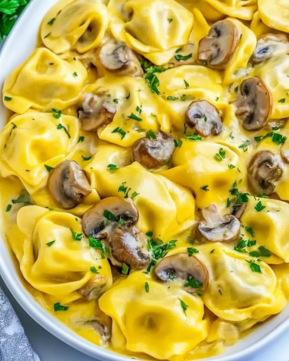 Classic Cheesy Tortellini with Mushrooms image