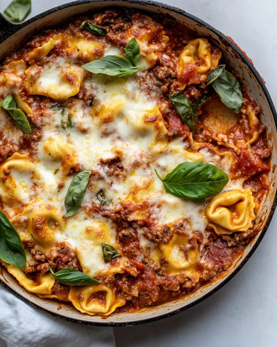 Delicious Cheesy Weeknight Tortellini Skillet. recipe photo