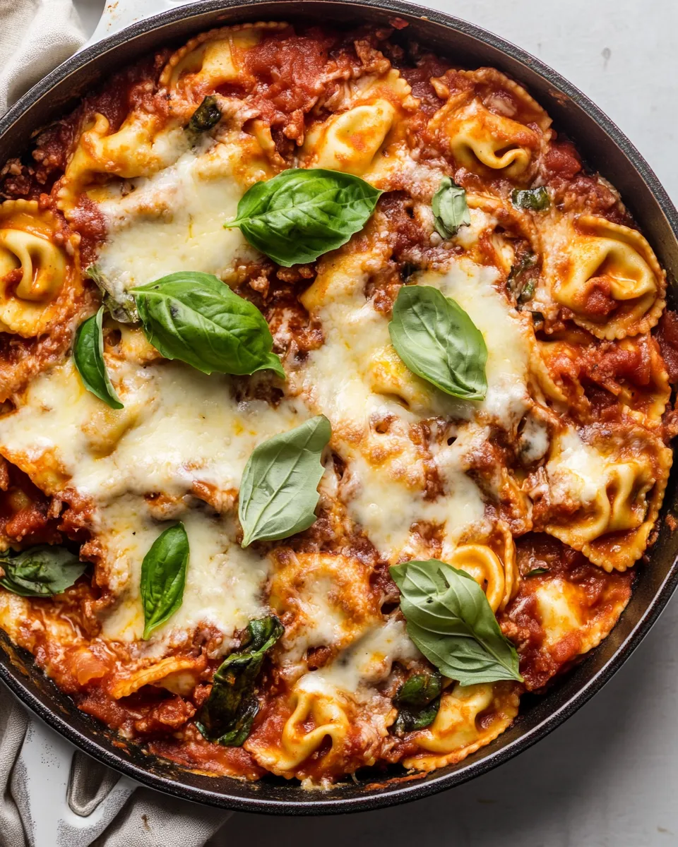Quick Cheesy Weeknight Tortellini Skillet. dish photo