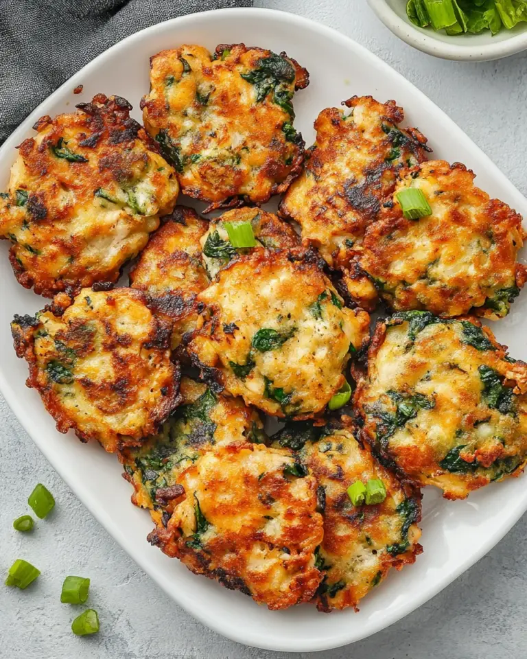 Homemade Cheesy chicken spinach fritters photo
