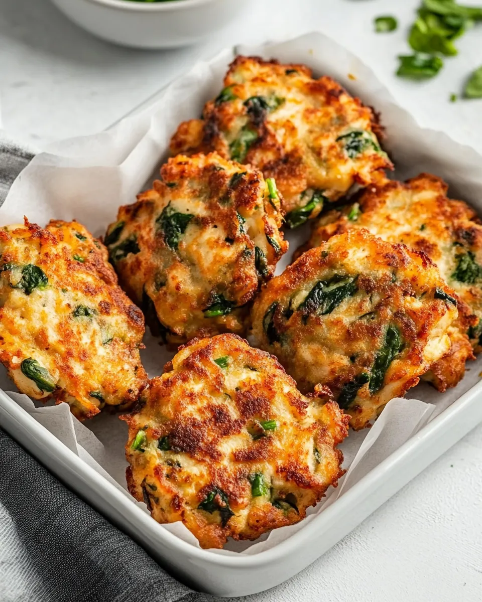 Classic Cheesy chicken spinach fritters image