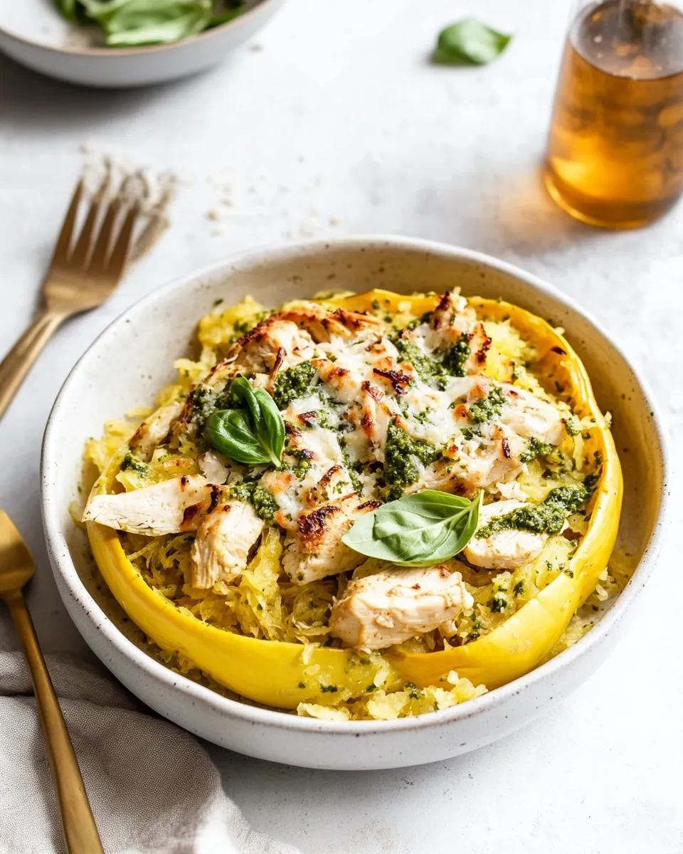 Delicious Chicken-Pesto Spaghetti Squash shot