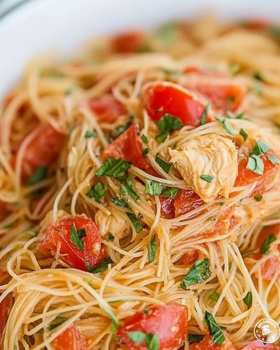 Delicious Chicken Angel Hair Pasta shot