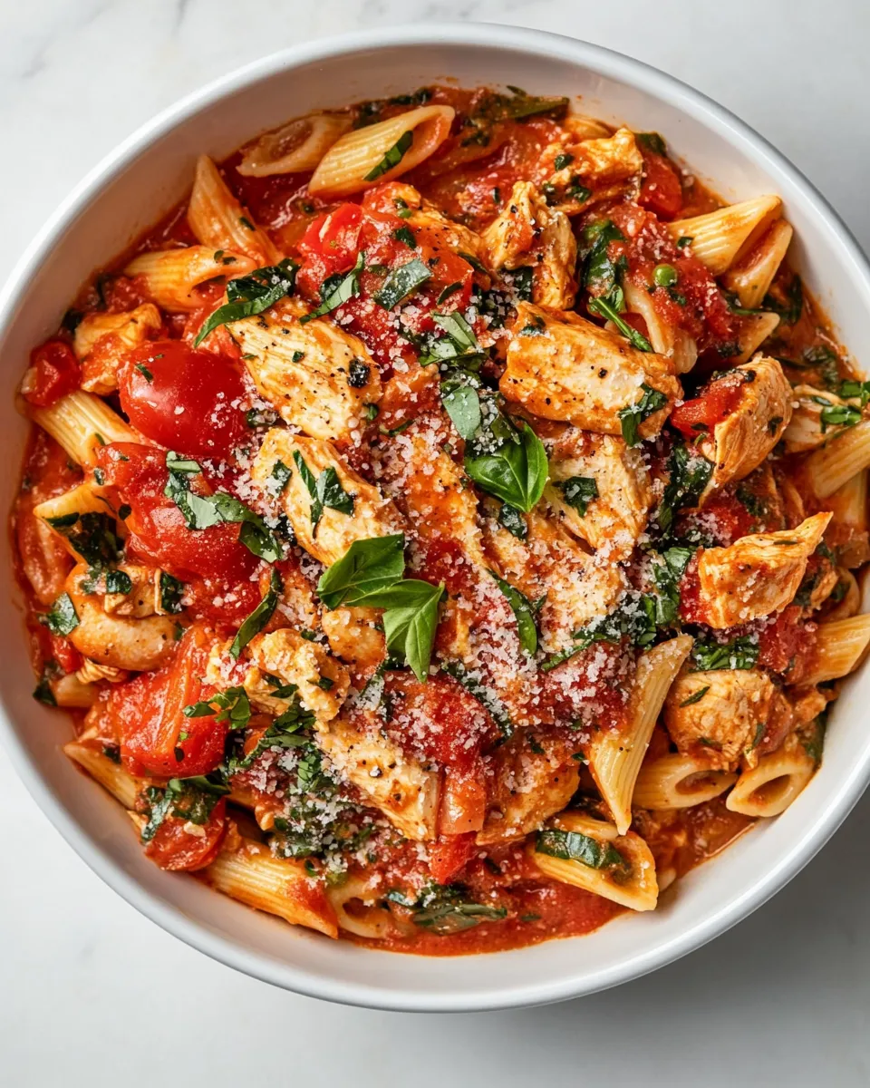 Delicious Chicken Arrabiata Pasta shot