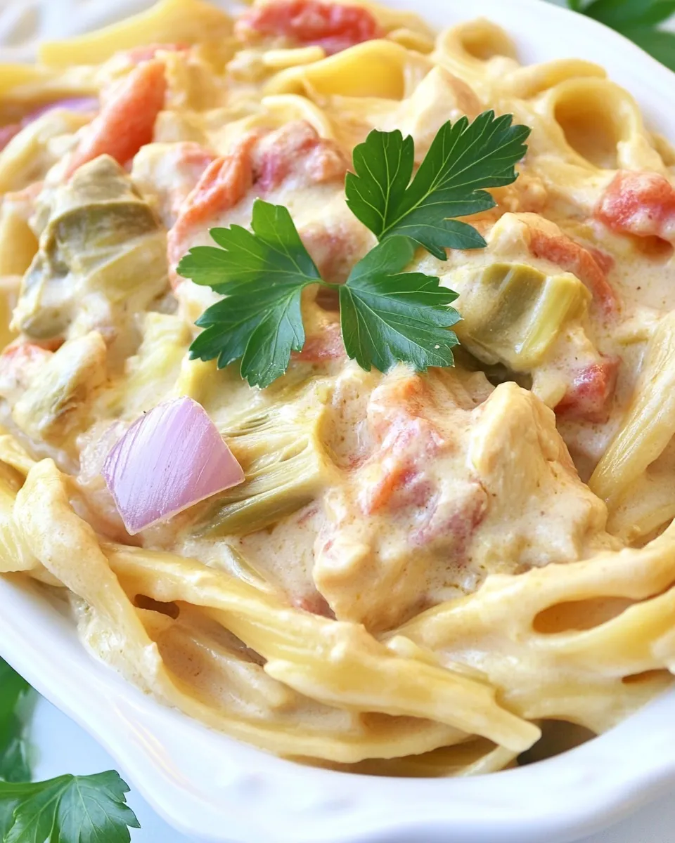Quick Chicken Artichoke Pasta Recipe shot