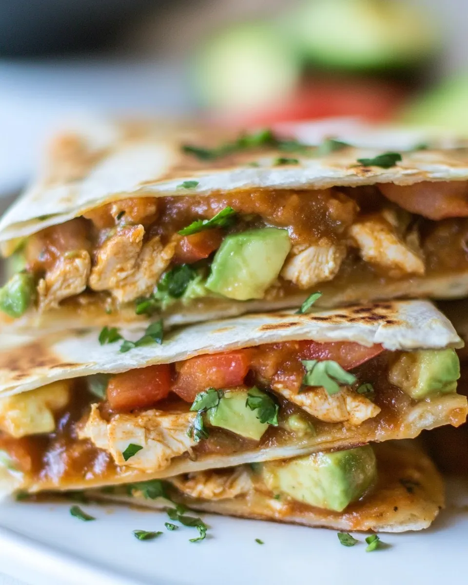 Easy Chicken Avocado Quesadillas food shot