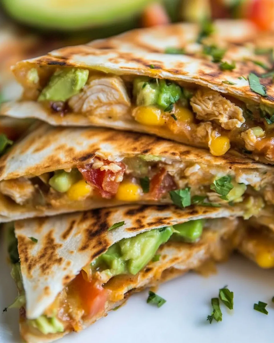 Delicious Chicken Avocado Quesadillas plate image