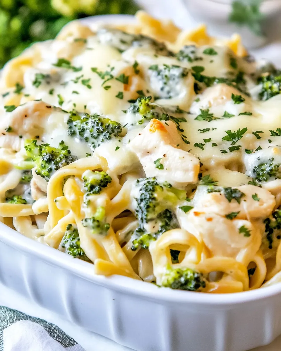 Delicious Chicken Broccoli Alfredo shot