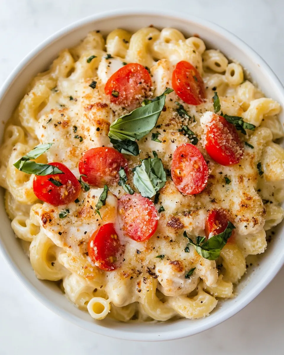 Homemade Chicken Caprese Macaroni and Cheese photo