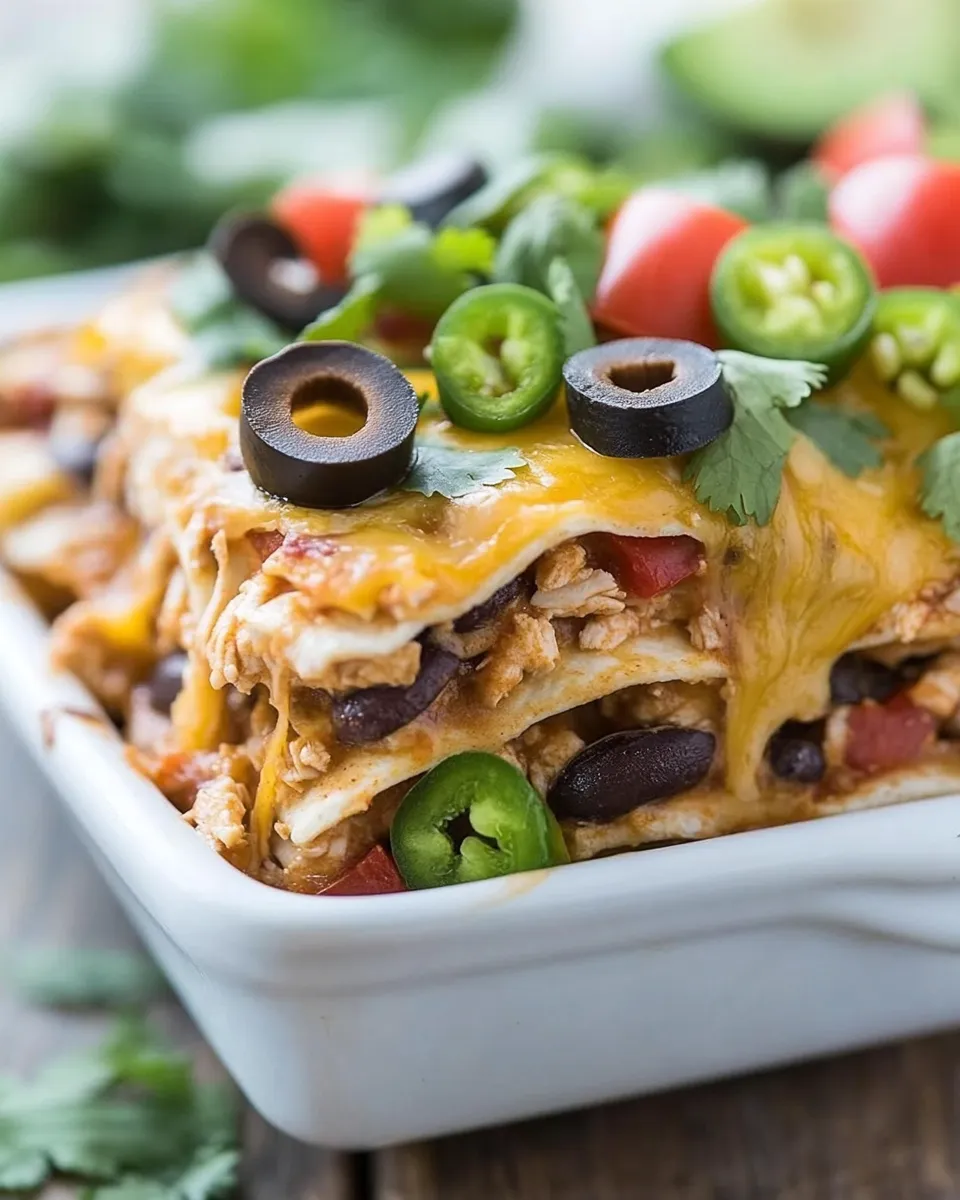 Classic Chicken Enchilada Casserole Recipe shot
