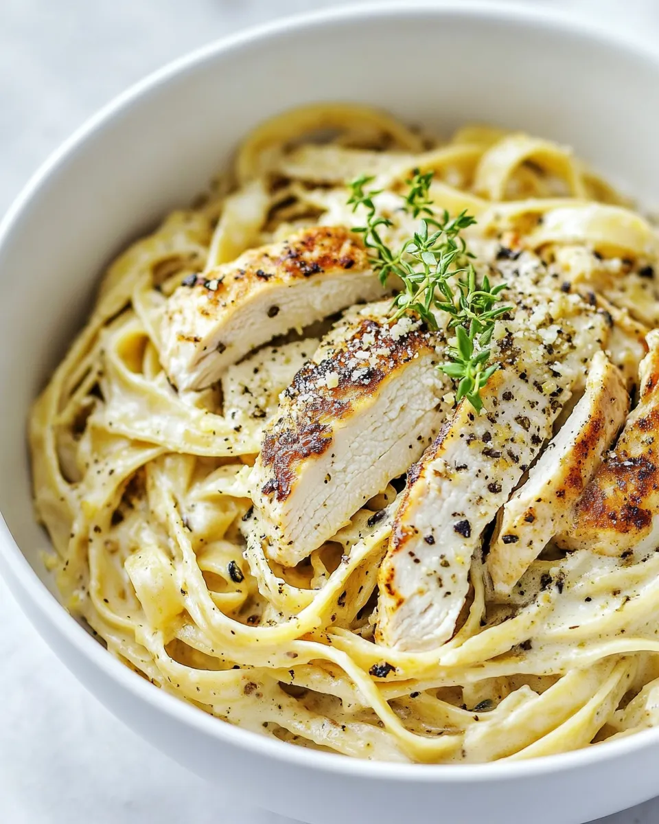 Easy Chicken Fettuccine Alfredo food shot
