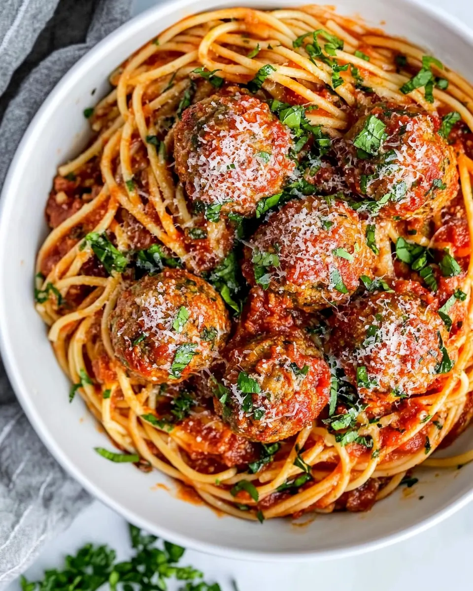 Classic Chicken Meatballs and Spaghetti image