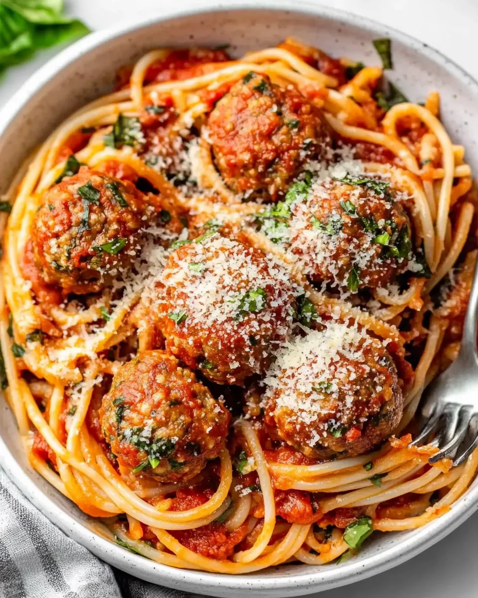 Delicious Chicken Meatballs and Spaghetti shot
