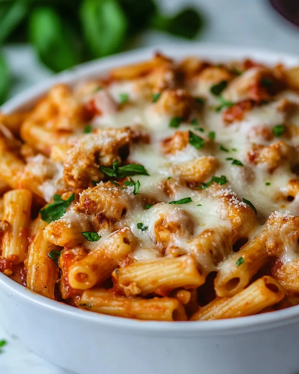 Easy Chicken Parmesan Pasta food shot