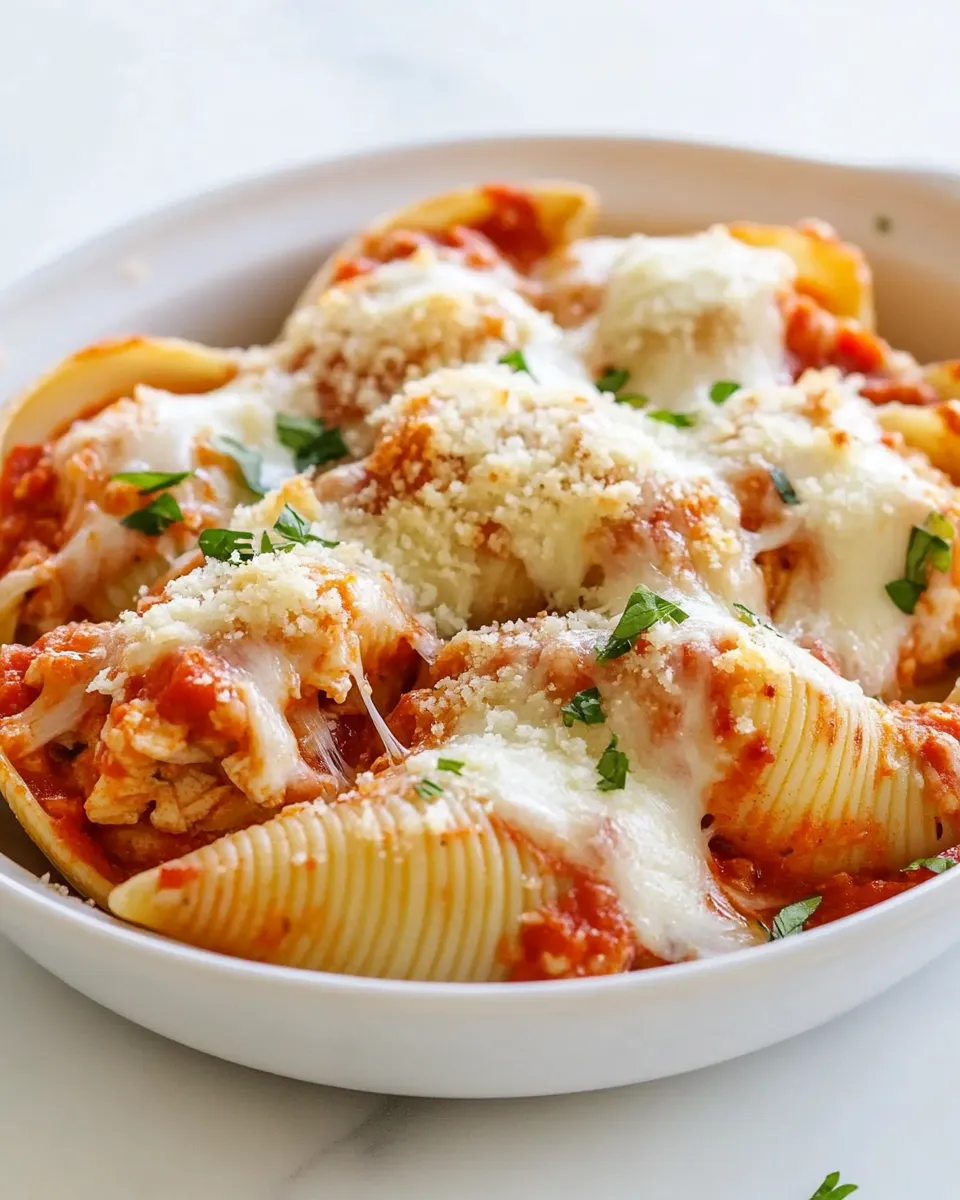Delicious Chicken Parmesan Stuffed Shells shot