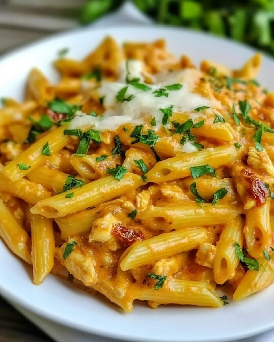 Homemade Chicken Penne with Sun-Dried Tomato Sauce photo