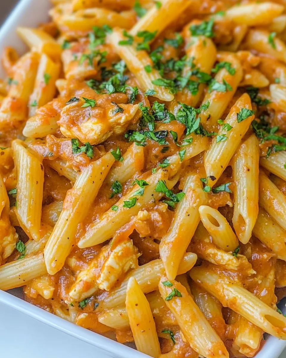 Delicious Chicken Penne with Sun-Dried Tomato Sauce shot