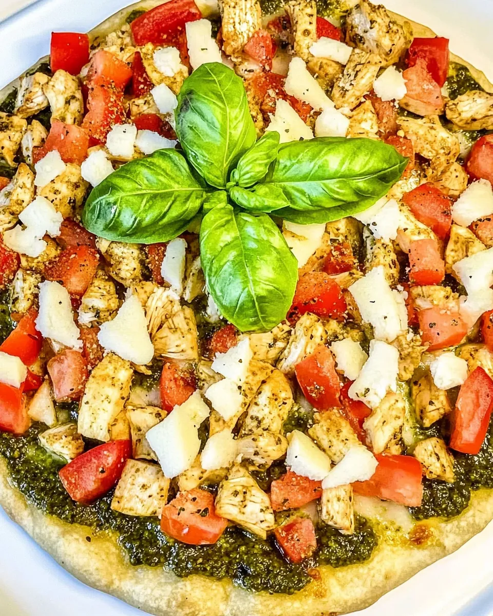 Homemade Chicken Pesto Pizza recipe photo